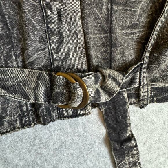 Urban Outfitters Shacket Womens Crop Cutout Denim Shirt Acid Wash Biker Grunge - Picture 10 of 16